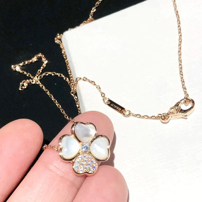 [LUCKY LOVE]CLOVER MOP DIAMOND ROSE GOLD NECKLACE