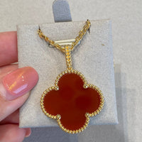 [LUCKY LOVE]CLOVER 25MM NECKLACE GOLD CARNELIAN
