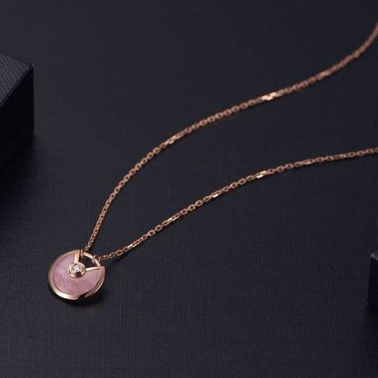 [LUCKY LOVE]AMULETTE ROSE GOLD PINK MOP NECKLACE