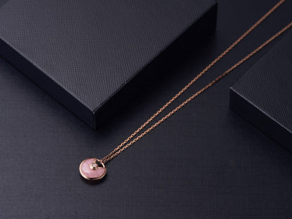 [LUCKY LOVE]AMULETTE ROSE GOLD PINK MOP NECKLACE