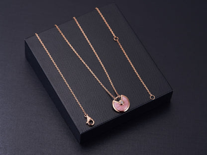 [LUCKY LOVE]AMULETTE ROSE GOLD PINK MOP NECKLACE