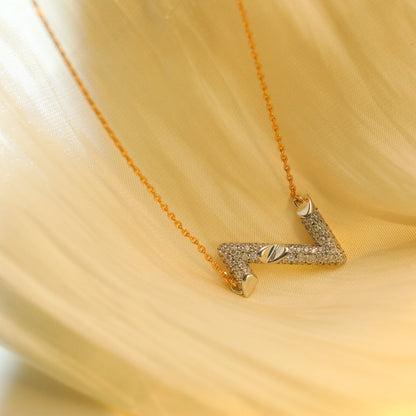 [LUCKY LOVE]VOLT SILVER DIAMOND PEDANT NECKLACE
