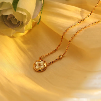 [LUCKY LOVE]SUN PEDANT PINK GOLD 1 DIAMOND NECKLACE
