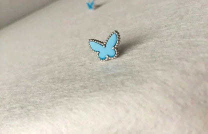 [LUCKY LOVE]BUTTERFLY TURQUOISE EARRINGS SILVER