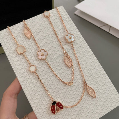 [LUCKY LOVE]LUCKY SPRING 15 MOTIFS ROSE GOLD NECKLACE