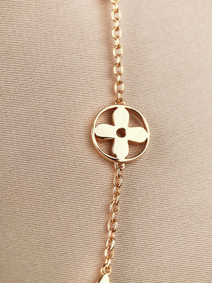 [LUCKY LOVE]STAR AND SUN 7 MOTIFS GOLD BRACELET