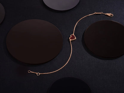 [LUCKY LOVE]HEART CARNELIAN PINK GOLD BRACELET