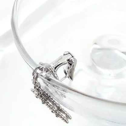 [LUCKY LOVE]CLOVER 2 MOTIFS  DIAMOND ONYX EARRINGS SILVER