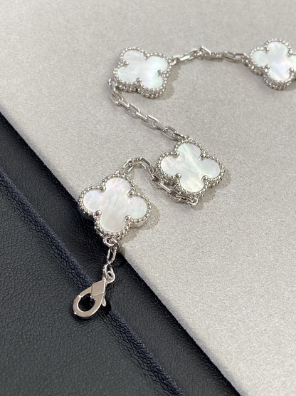 [LUCKY LOVE]CLOVER SILVER MOP 5 MOTIF BRACELET