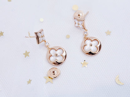 [LUCKY LOVE]STAR AND SUN PINK GOLD MOP DROP EARRINGS