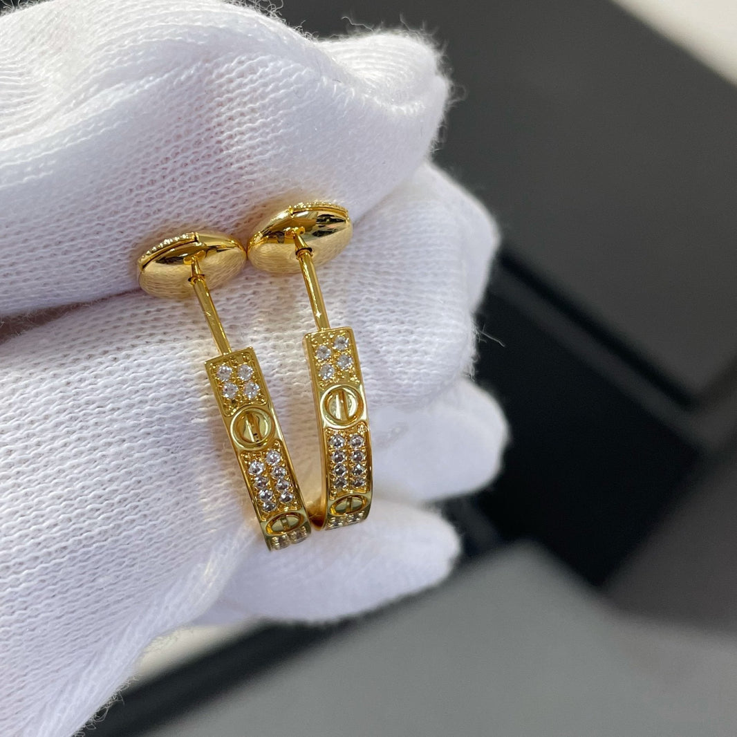 [LUCKY LOVE]LOVE DIAMOND GOLD HOOP EARRINGS
