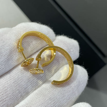 [LUCKY LOVE]LOVE DIAMOND GOLD HOOP EARRINGS
