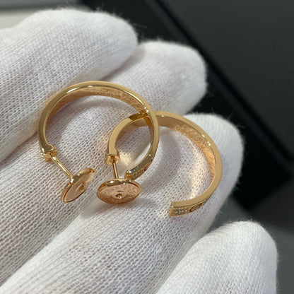 [LUCKY LOVE]LOVE DIAMOND PINK GOLD HOOP EARRINGS