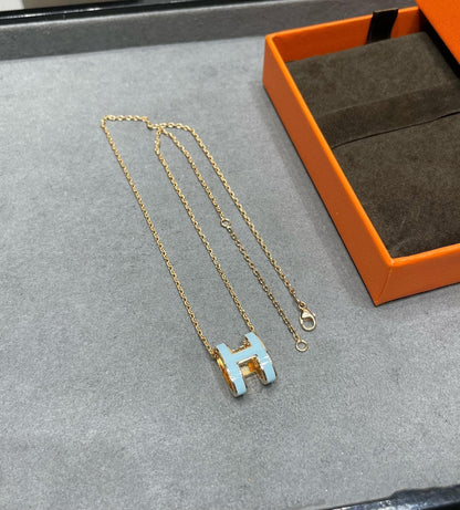 [LUCKY LOVE]POP H SKY BLUE NECKLACE