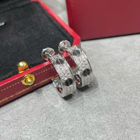 [LUCKY LOVE]LOVE CERAMIC DIAMOND PAVED SILVER EARRINGS