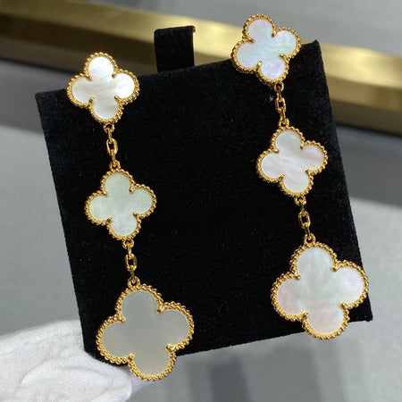 [LUCKY LOVE]CLOVER MOP 3 MOTIFS GOLD EARRINGS