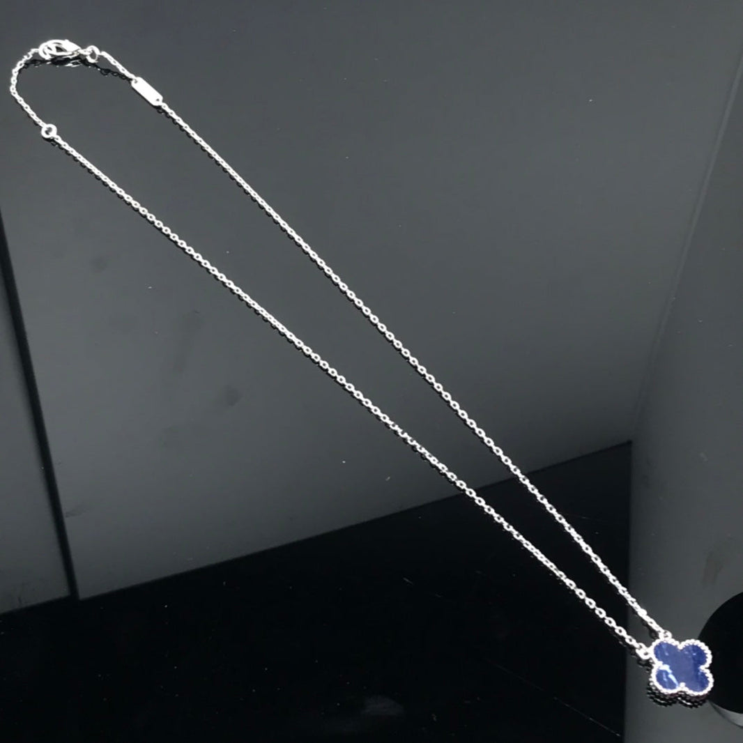 [LUCKY LOVE]CLOVER PIETERSITE SILVER LONG NECKLACE