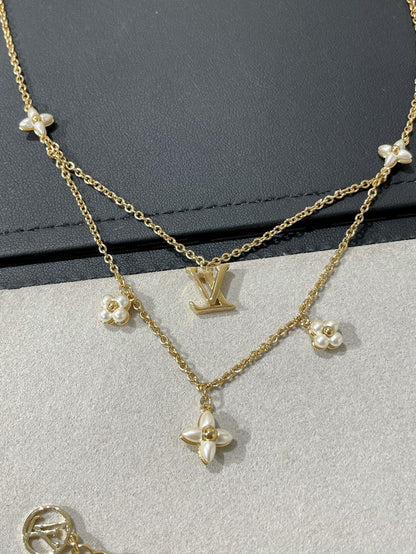[LUCKY LOVE]FLOWERGRAM GOLD MOP DOUBLE ROW NECKLACE