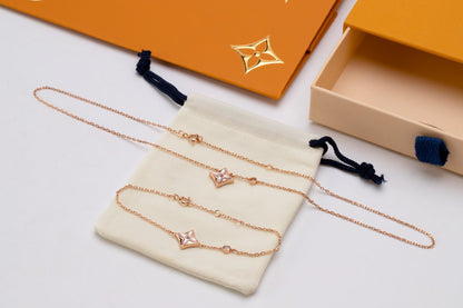 [LUCKY LOVE]STAR PINK MOP 1 DIAMOND PINK GOLD NECKLACE