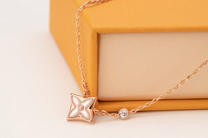[LUCKY LOVE]STAR PINK MOP 1 DIAMOND PINK GOLD NECKLACE