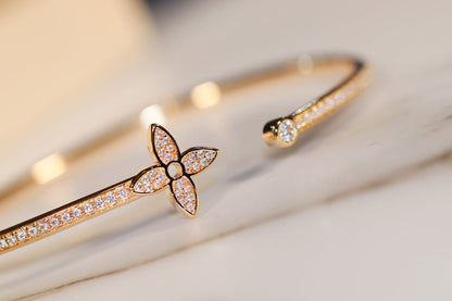 [LUCKY LOVE]IDYLLE GOLD OPEN BRACELET DIAMOND PAVED