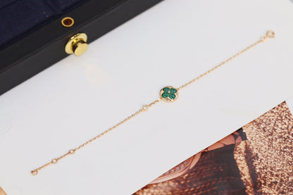 [LUCKY LOVE]STAR AND SUN 4 MOTIF PINK GOLD MALACHITE BRACELET