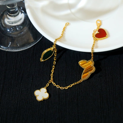 [LUCKY LOVE]LUCKY SPRING 5 MOTIF GOLD BRACELET
