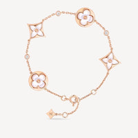 [LUCKY LOVE]STAR AND SUN 4 MOTIF WHITE MOP PINK GOLD BRACELET
