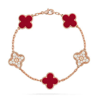 [LUCKY LOVE]CLOVER DIAMOND ROSE GOLD BRACELET COLLECTION,5 MOTIFS