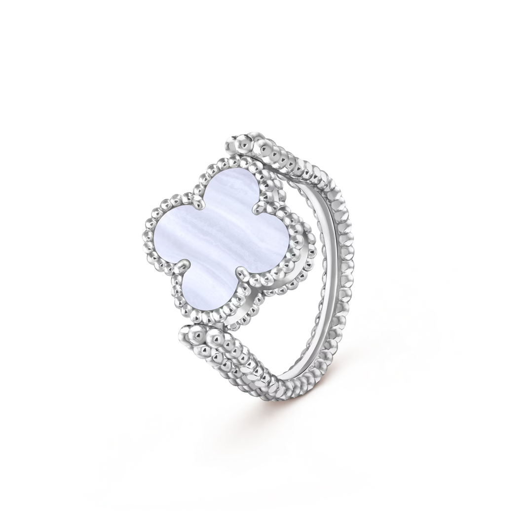 [LUCKY LOVE]CLOVER RIVERSIBLE RING SILVER COLLECTION