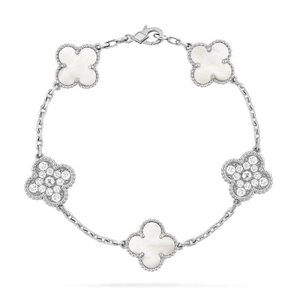 [LUCKY LOVE]CLOVER DIAMOND SILVER BRACELET COLLECTION,5 MOTIFS