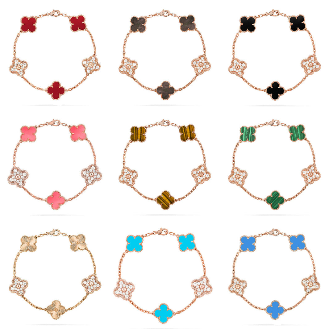 [LUCKY LOVE]CLOVER DIAMOND ROSE GOLD BRACELET COLLECTION,5 MOTIFS