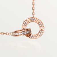 [LUCKY LOVE]LOVE 7.6MM NECKLACE ROSE GOLD AND SILVER  FULL DIAMOND