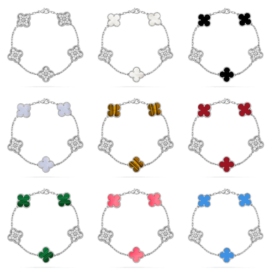 [LUCKY LOVE]CLOVER DIAMOND SILVER BRACELET COLLECTION,5 MOTIFS