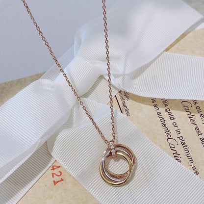 [LUCKY LOVE]TRINITY NECKLACE GOLD  DIAMONDS