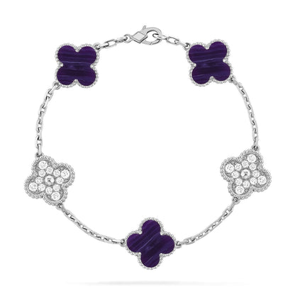[LUCKY LOVE]CLOVER DIAMOND SILVER BRACELET COLLECTION,5 MOTIFS