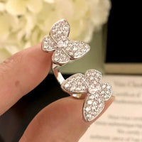 [LUCKY LOVE]TWIN SILVER BUTTERFLY DIAMOND RING