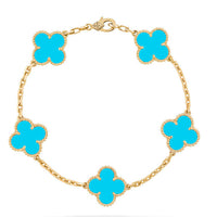 [LUCKY LOVE]CLOVER 5 MOTIFS TURQUOISE BRACELET