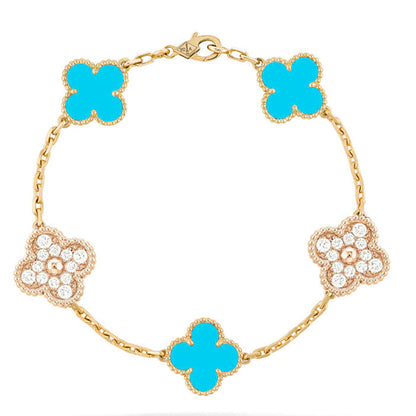 [LUCKY LOVE]CLOVER DIAMOND GOLD BRACELET COLLECTION,5 MOTIFS