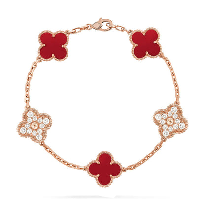 [LUCKY LOVE]CLOVER DIAMOND ROSE GOLD BRACELET COLLECTION,5 MOTIFS