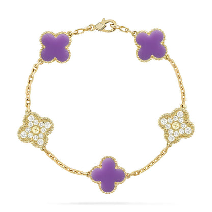 [LUCKY LOVE]CLOVER DIAMOND GOLD BRACELET COLLECTION,5 MOTIFS