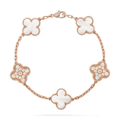 [LUCKY LOVE]CLOVER DIAMOND ROSE GOLD BRACELET COLLECTION,5 MOTIFS