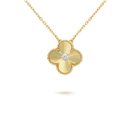 [LUCKY LOVE]CLOVER 15MM DIAMOND SINGLE FLOWER NECKLACE COLLECTION