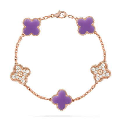 [LUCKY LOVE]CLOVER DIAMOND ROSE GOLD BRACELET COLLECTION,5 MOTIFS