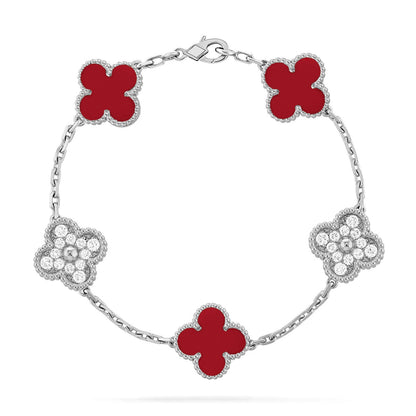 [LUCKY LOVE]CLOVER DIAMOND SILVER BRACELET COLLECTION,5 MOTIFS