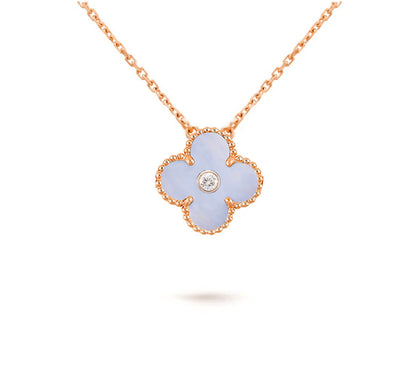 [LUCKY LOVE]CLOVER 15MM DIAMOND SINGLE FLOWER NECKLACE COLLECTION