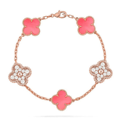 [LUCKY LOVE]CLOVER DIAMOND ROSE GOLD BRACELET COLLECTION,5 MOTIFS