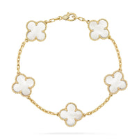 [LUCKY LOVE]CLOVER  5 MOTIF WHITE MOP BRACELET