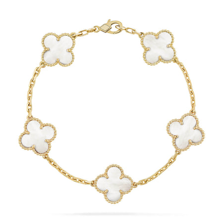 [LUCKY LOVE]CLOVER  5 MOTIF WHITE MOP BRACELET