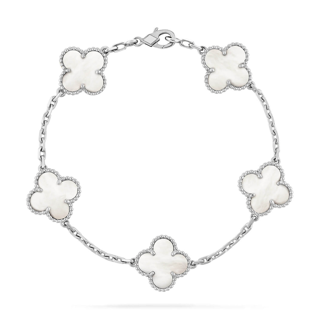[LUCKY LOVE]CLOVER SILVER MOP 5 MOTIF BRACELET